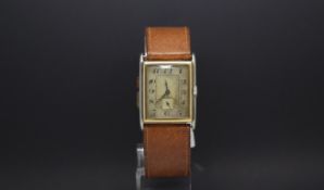 Gentlemen's vintage dress watch, rectangular dial, Arabic numerals, subsidiary seconds 22mm two tone