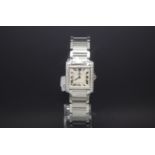 Cartier Tank Francaise Rectangular dial, diamond set case, 24mm stainless steel case and bracelet,