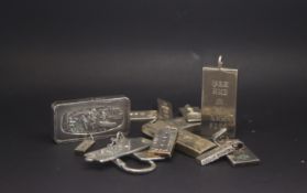 a selection of Silver Ingots pendants, marked and tested as silver, approx gross weight 235gr