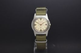 Vintage Military West End Watch Co, oversized cream dial with date aperture, 35mm case with heavy