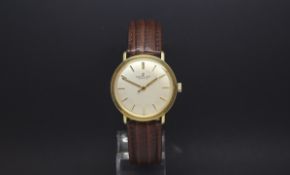 Gentlemen's Vintage Breitling Geneve, cream dial with gold baton hour markers, centre seconds,