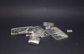a selection of stamped 999.9, Bars Tested as Silver approx gross weight 154gr
