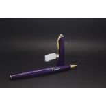 Mont Blanc fountain pen, 14k nib, purple case gilt trim