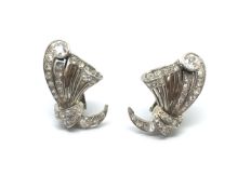 Art Deco diamond spray earclips, mounted in platinum, old cut and single cut diamonds, in a spray
