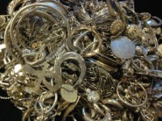 A selection of Silver Jewellery with various bangles, bracelets, pendants and other items, Tested as