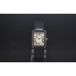Ladies Cartier Tank Solo, stainless steel casing black leather strap, with a quartz movement white