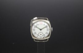 Gentlemen's Rolex Trench watch in solid silver signed as Rolco. Circa WW1. The case back is signed