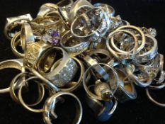 A selection of Silver stone set and plain/patterned designed ring, marked and tested silver Gross