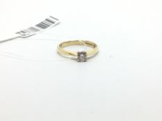 Single stone diamond ring, brilliant cut diamond, claw set, estimated diamond weight 0.19ct, mounted