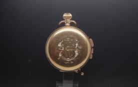 Rolled Gold Waltham USA Full Hunter Pocket watch mechanical movement with a 9ct T Bar and clasp