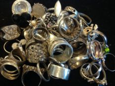 A selection of Silver stone set and plain/patterned designed ring, marked and tested silver Gross