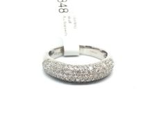 Pave set diamond half eternity ring mounted in 18ct white gold, estimated total diamond weight 0.