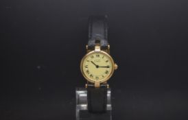 Ladies small Must de Cartier with a quartz movement, 925 silver gilt casing strap watch