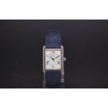 Must de Cartier, 925 Sterling silver cased strap watch with quartz movement and date