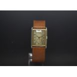 Gentlemen's vintage dress watch, rectangular dial, Arabic numerals, subsidiary seconds 22mm two tone