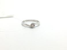 Single stone diamond ring, brilliant cut diamond in a square setting, estimated diamond weight 0.