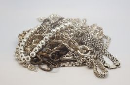 A selection of silver jewellery including bracelets, marked and tested as silver, gross weight