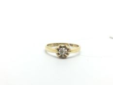 Single stone diamond ring, old cut diamond claw set, estimated diamond weight 0.15ct, mounted in