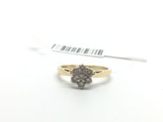 Diamond cluster ring, estimated total diamond weight 0.50ct, mounted in yellow metal hallmarked