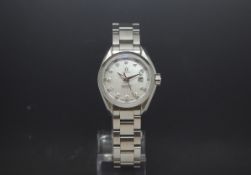 Ladies Omega Seamaster Aqua Terra quartz bracelet watch with date and a quartz movement, stainless