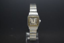 Ladies Mini Cartier Santos two tone and steel bracelet watch A/F