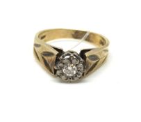 A solitaire diamond ring. Approximately 3.6g gross, ring size I. Fully hallmarked for 18ct gold.