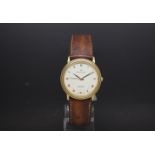 18ct BlancPain automatic dress watch, circular white dial with gold Roman numerals, 34mm gold