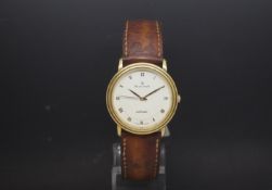 18ct BlancPain automatic dress watch, circular white dial with gold Roman numerals, 34mm gold