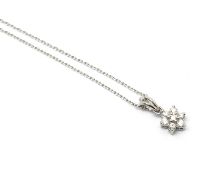 Contemporary diamond daisy cluster pendant, mounted in platinum, estimated colour G/H, clarity VS