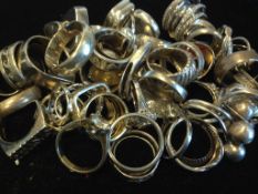 A selection of Silver stone set and plain/patterned designed ring, marked and tested silver Gross