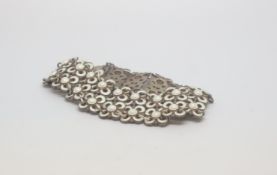 A lovely white enameled and silver linked bracelet, Designed by "David Andersoon, marked and