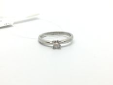 Single stone diamond ring, Princess cut diamond, estimated diamond weight 0.25ct, mounted in white