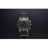 Gentlemen's Nivada Grenchen chronograph aviator sea diver wrist watch, black dial with luminous