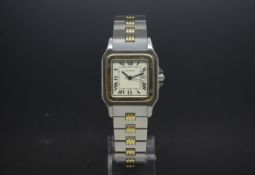 Mid Size unisex Cartier automatic date, two tone steel, casing and bracelet watch