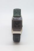 Mappin and Webb mechanical movement made by Movado, Black lacquer dial with a subsidiary dial and