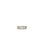 An antique old cut diamond ring. Set in yellow metal testing as gold. Total diamond weight