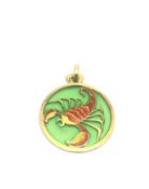 Cartier plique a jour enamel Scorpion pendant, stamped Cartier and bearing French hallmarks for