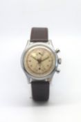 Gentlemen's Vintage Rodana Chronograph, circular cream dial with Arabic numerals, twin register