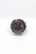 Gentlemen's Chronosport Chronographe, stainless steel casing black dial bezel No strap (AF)