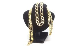 An 18ct yellow gold necklace weighing 51.75g with a 9ct yellow gold bracelet weighing