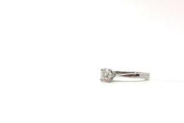 Single stone diamond ring, brilliant cut diamond claw set, estimated diamond weight 0.45ct, in white