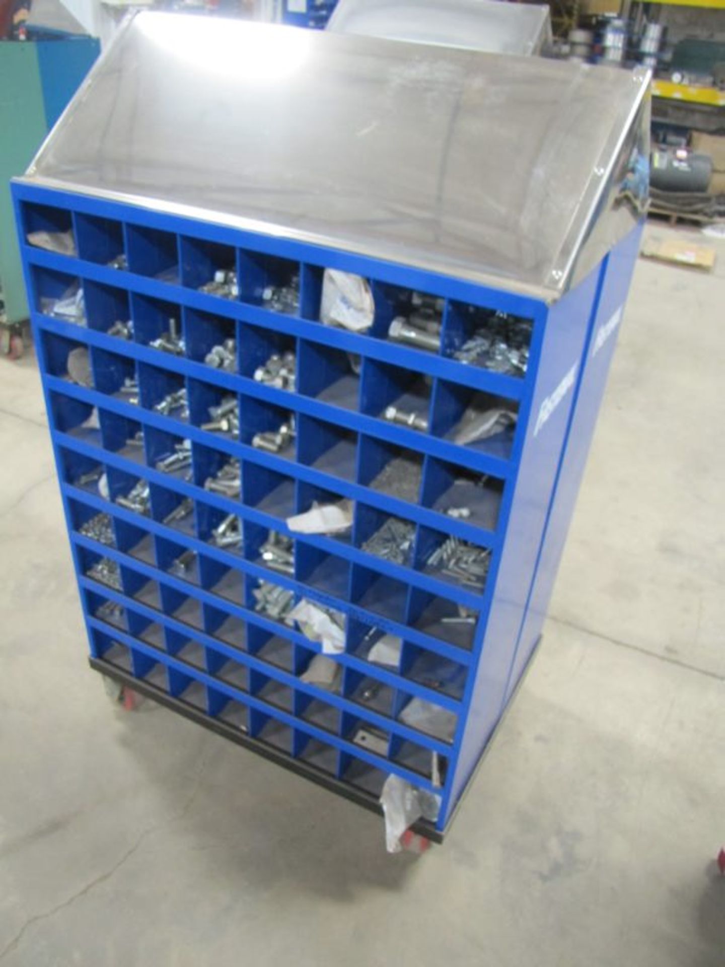 Fastenal Portable Rolling Bin with Split Washers, Flat Washers, Nuts and Bolts as Shown - Image 2 of 4