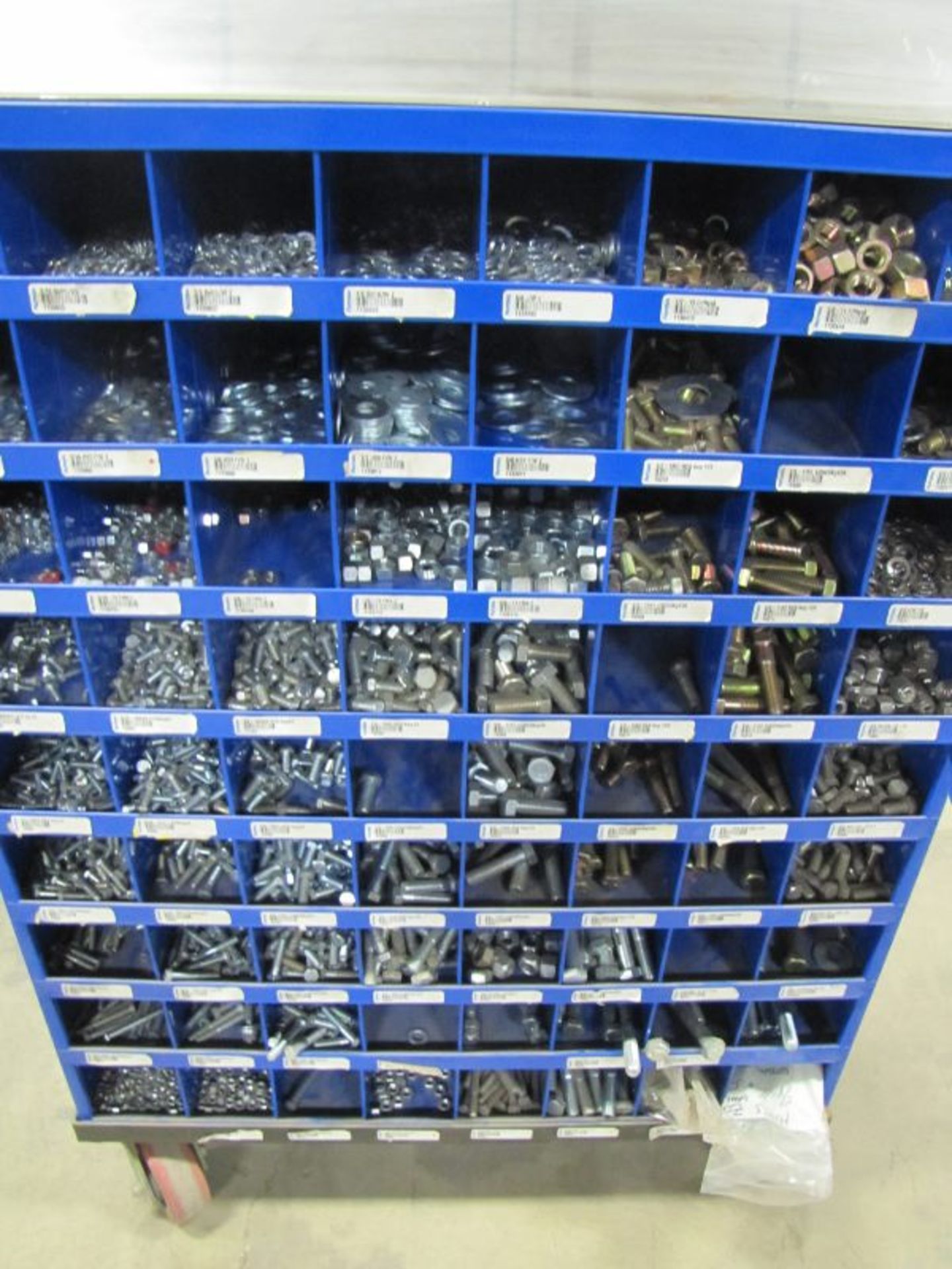 Fastenal Portable Rolling Bin with Split Washers, Flat Washers, Nuts and Bolts as Shown - Image 4 of 4