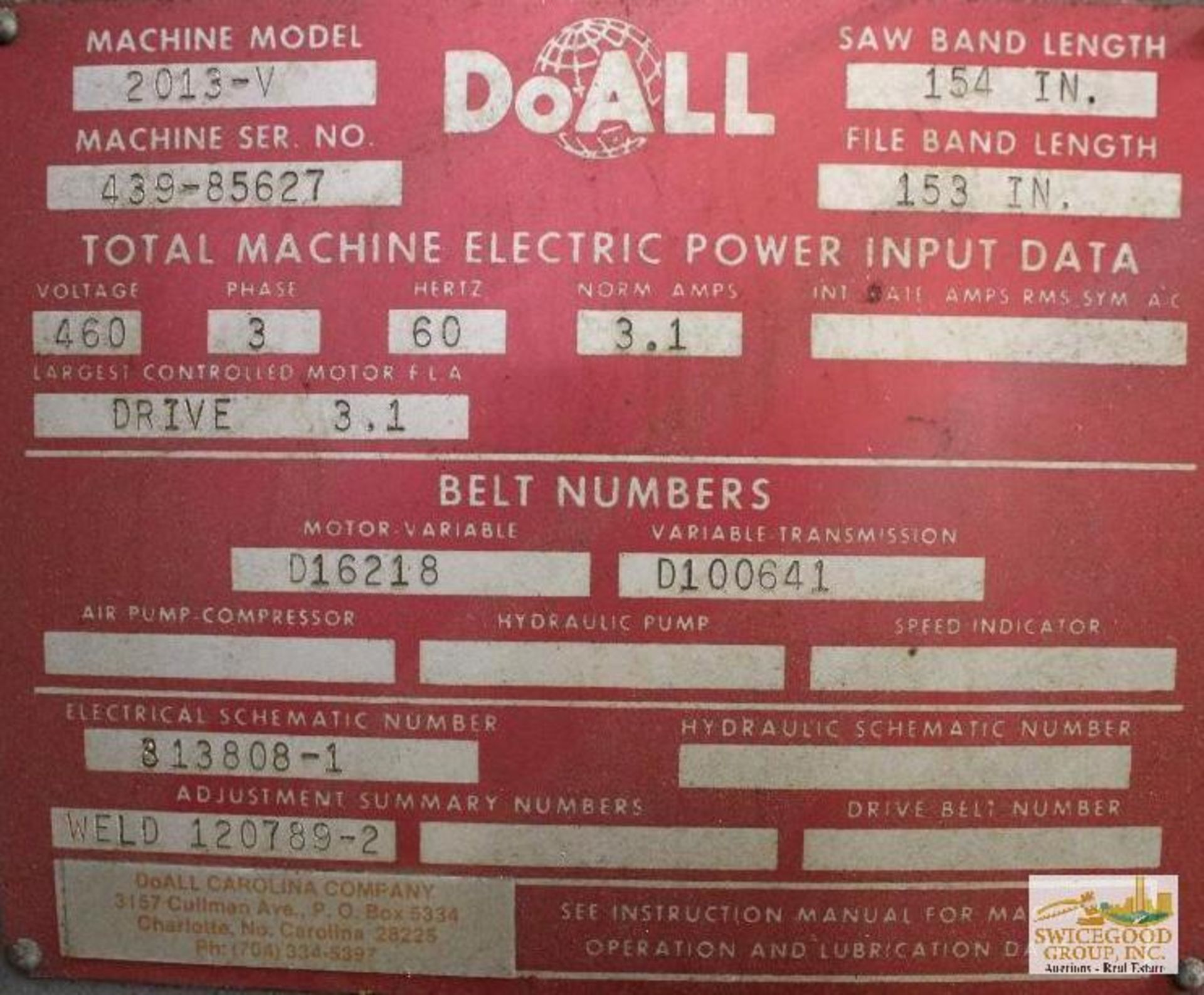 DoALL Contour Machine, 3 Phase - Image 6 of 6