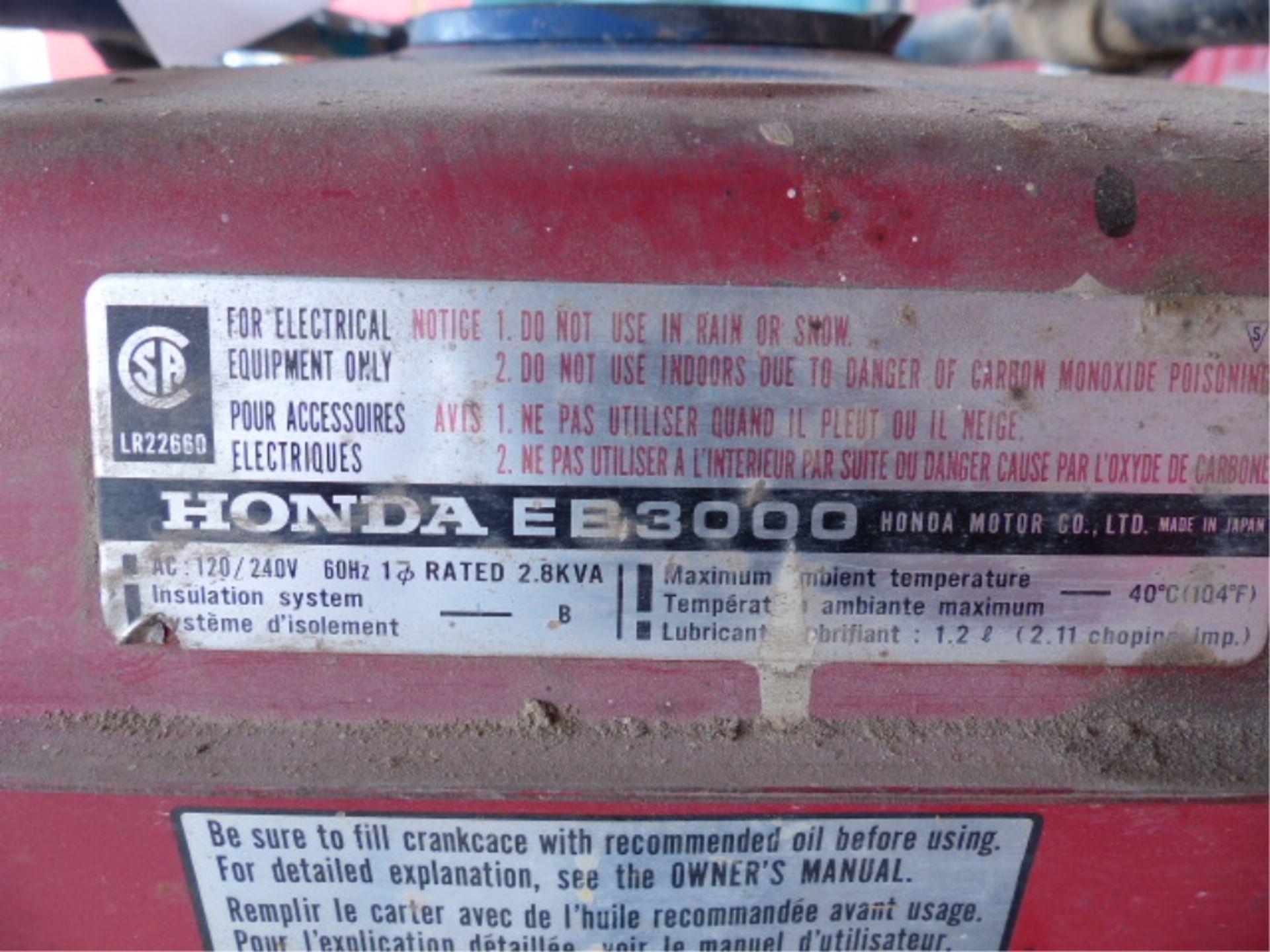 HONDA EB3000 GAS GENERATOR - Image 5 of 5