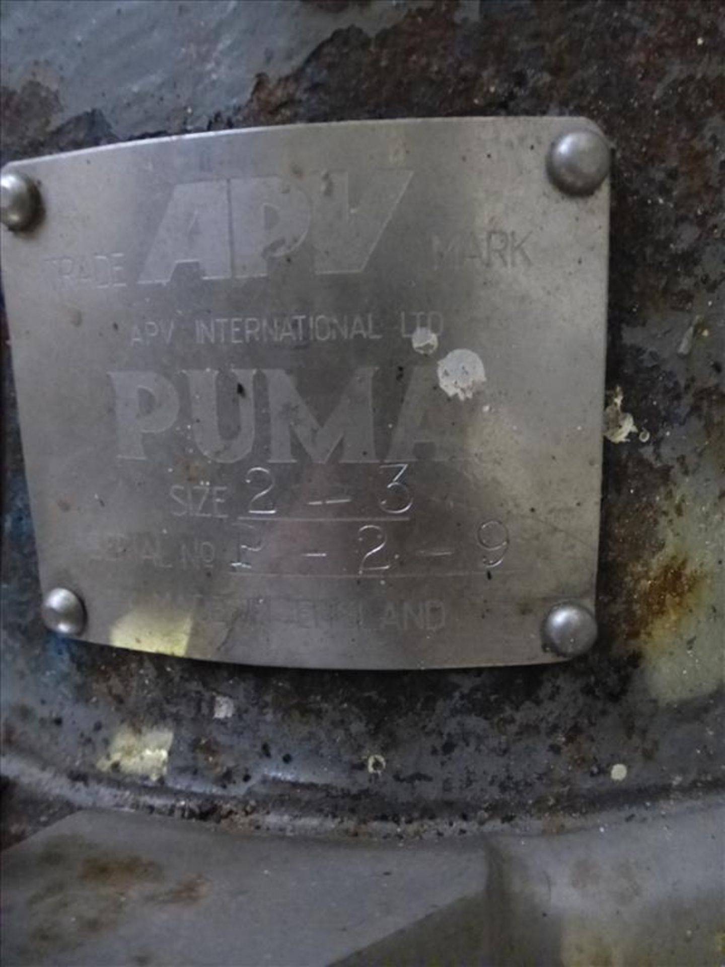 APV s/s centrifugal pump, mod. Puma, size 2 - 3, ser. no. P-2-9, 3 h.p. - Image 2 of 3