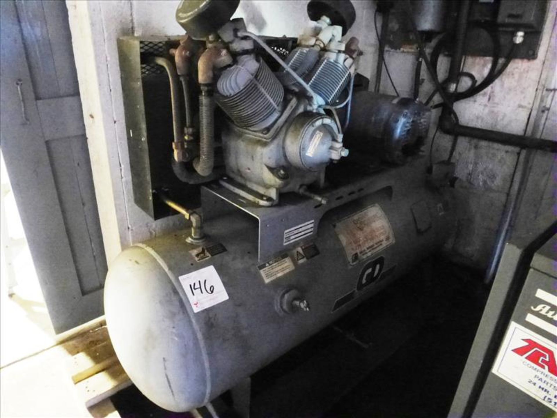 Gardner Denver 10 h.p., 2-stage air compressor, R Series, ser. no. 0008909 c/w air tank