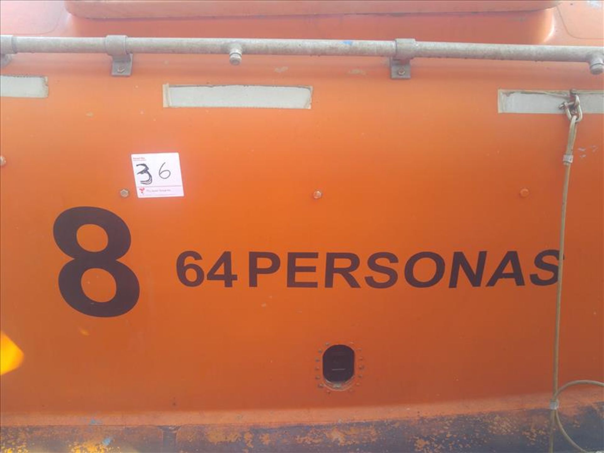 Harding 64 Person Lifeboat, No. of Pers.: 75, Material: G.R.P, Control: A.D., L: 10.4, B: 3.3, D: - Image 7 of 17