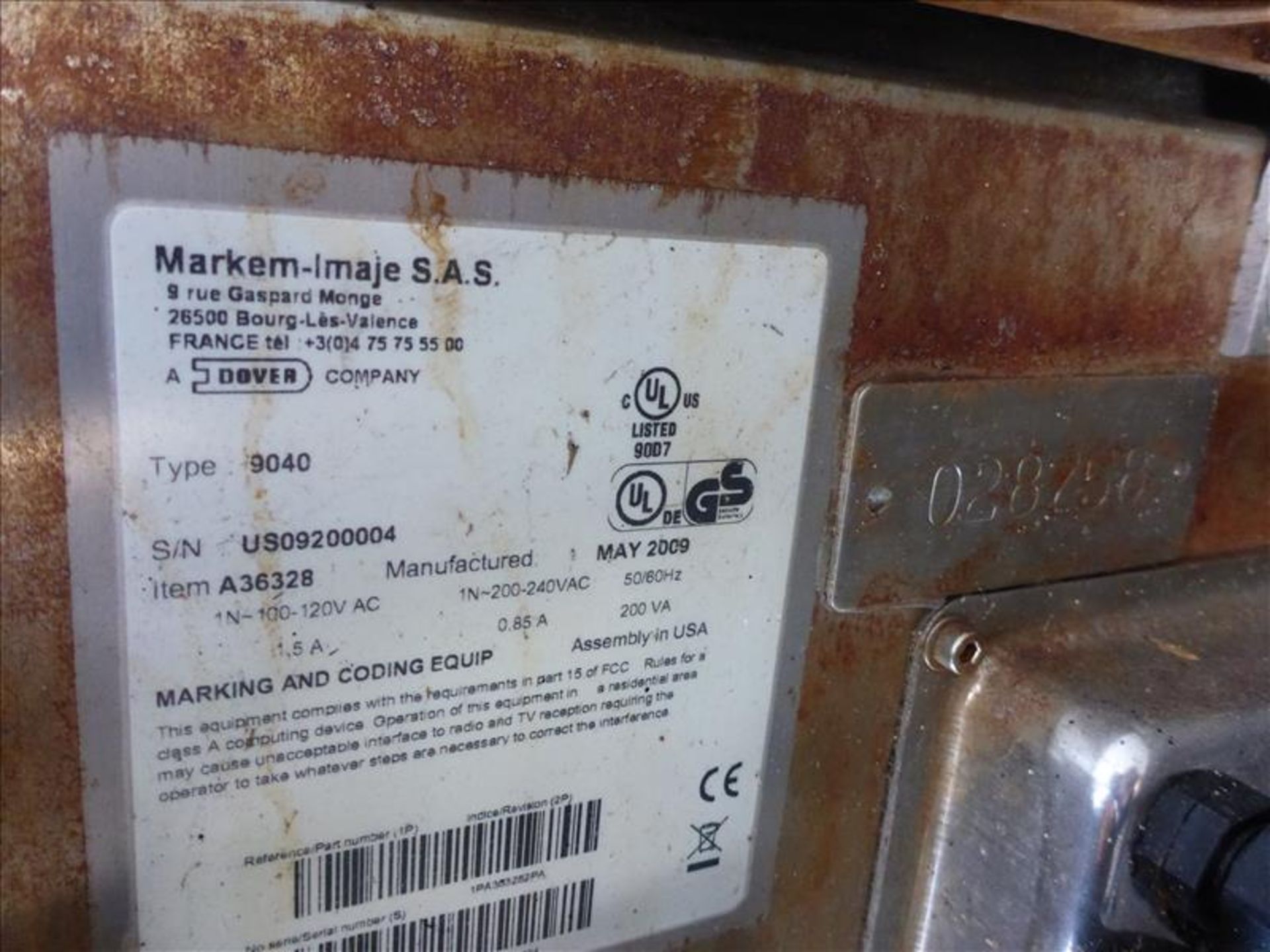 (2) Markem Imaje inkjet printers (For Parts Only) (Tag No. 1541) - Image 2 of 3