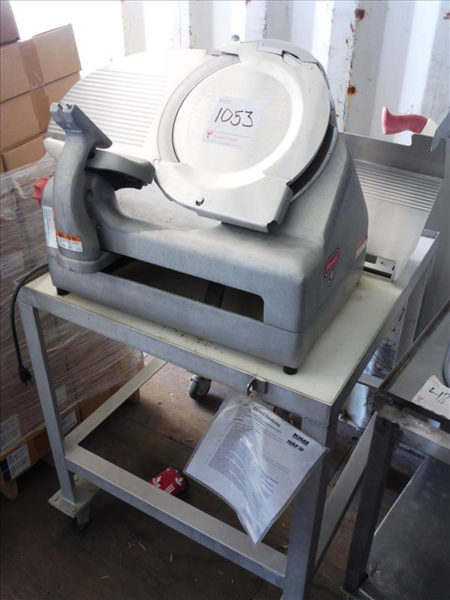 Berkel slicer c/w cart on casters (Tag No. 1053)